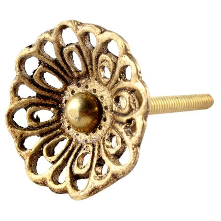 Golden Flower Brass Knob in Umbrella Shape